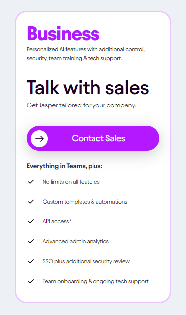 Jasper AI Teams Plan